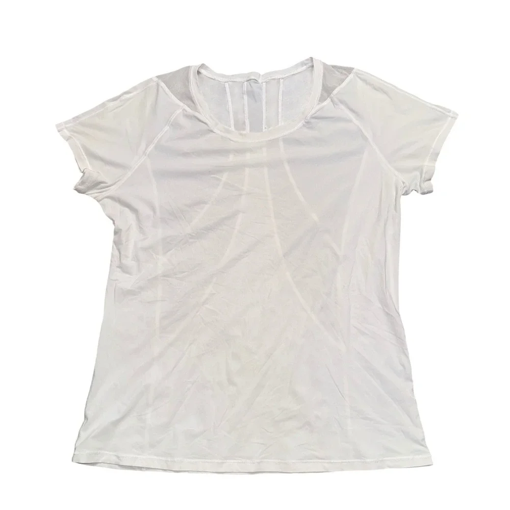 Lululemon Short Sleeve Athletic Top Womens Small White Excellent Mesh Back Tee